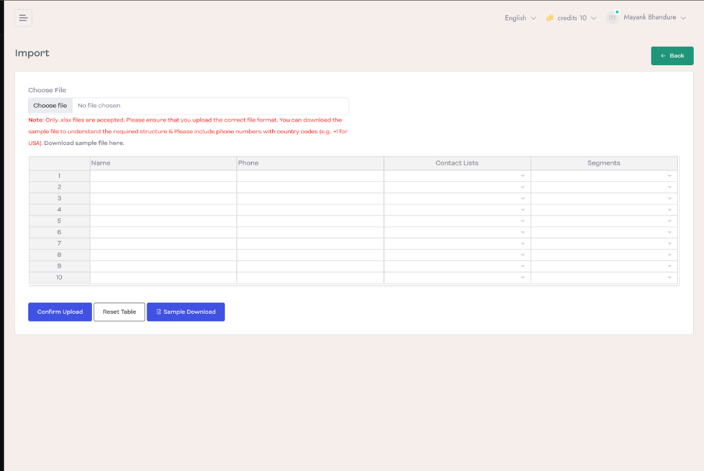 Upload Contacts and Send Bulk Messages